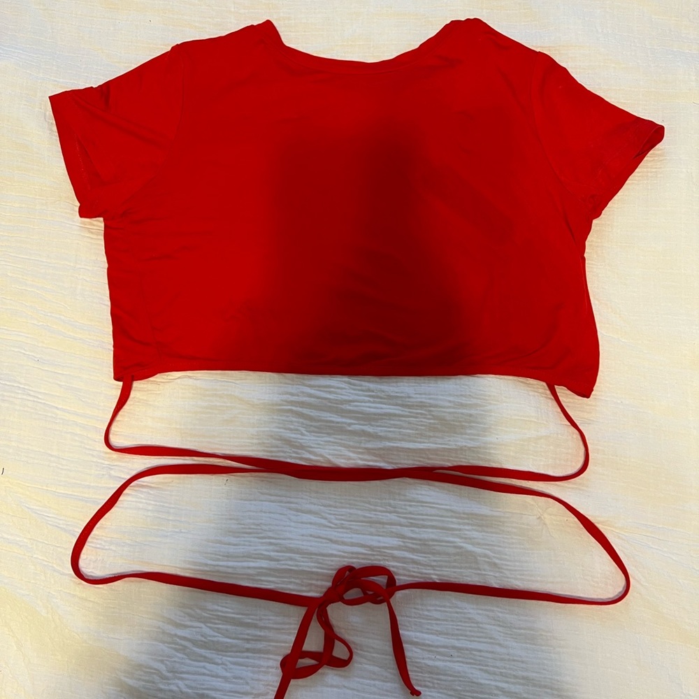Blush mark red crop top